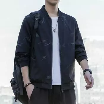 Тонкая мужская куртка весна-осень, новая классическая деловая однотонная кленовая бейсбольная куртка с воротником-стойкой для молодежи и среднего возраста, мужской стиль M