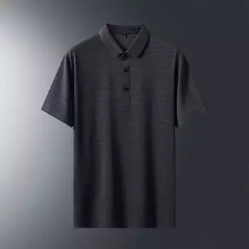 Тонкая мужская рубашка-поло. Удобная дышащая и ледяная футболка с короткими рукавами и высококачественной футболкой с воротником-поло. XXXL чёрный