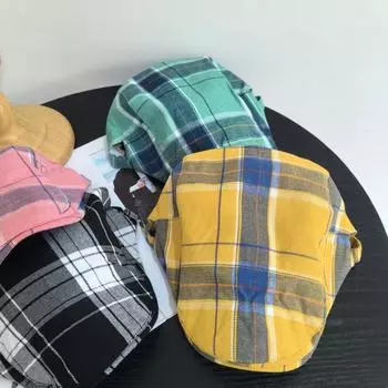 Тонкая надувная шляпа с утиным язычком вперед, клетчатый берет, женская милая крутая ретро-арт-необработанная шляпа художника M56-58cm жёлтый