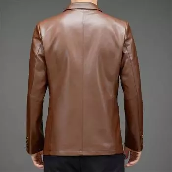 Тонкая облегающая куртка, куртка из натуральной кожи, мужская верхняя часть из овчины, повседневная короткая стильная деловая куртка, трендовая куртка M