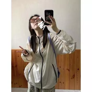 Тонкая одежда для защиты от солнца в японском стиле для женщин Лето 2024 Новое поступление Уличная защита от УФ-лучей Легкая быстросохнущая куртка для альпинизма Sea shell color XXL Suggested 65.00 kg-77.50 kg
