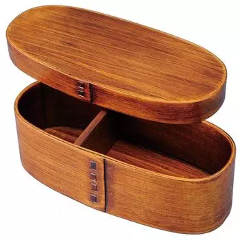 Тонкая одноярусная коробка для бэнто Nagao Magewappa, лакированная FH20SU коричневый