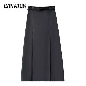 Тонкая открытая плиссированная юбка с высокой талией, темперамент, женский весенне-летний костюм, юбка до половины тела S чёрный