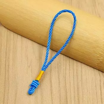 Тонкая пеньковая веревка с тремя кольцами, головка веревки, игровая фигурка, веревка для ручки, сумка для ключей, ювелирные аксессуары, шнурок с бахромой. озеро синий