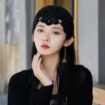 Тонкая полая женская шапка крючком ручной работы, летняя вязаная шапка-мешок, весенне-осенняя кружевная сетчатая шапка, красивая шерстяная шапка M56-58cm хаки