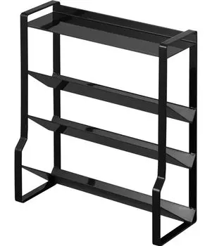 Тонкая полка для специй Yamazaki Jitsugyo, 4 яруса, черная, W24 xx, стойка для приправ, плавная установка и извлечение, 8145, прибл.. Д9.5 В26.7см чёрный