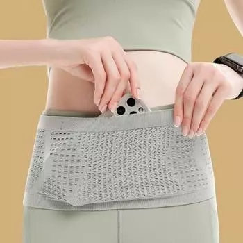 Тонкая поясная сумка для бега Ультратонкая дышащая поясная сумка большой емкости Многофункциональная невидимая сумка для хранения телефона Женщины Мужчины Спортивная поясная сумка для фитнеса M чёрный