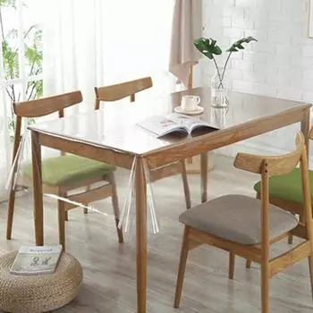 Тонкая прозрачная ПВХ мягкая пластиковая стеклянная обеденная скатерть для стола водонепроницаемая и маслостойкая чайная салфетка для столов не моющаяся и без запаха прозрачная пленка для пола 60*120CM