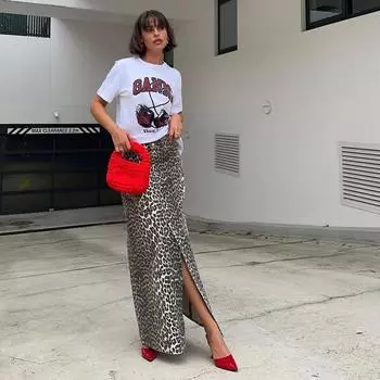 Тонкая прямая элегантная темпераментная джинсовая открытая джинсовая юбка с высокой талией, весенне-летняя леопардовая уличная длинная юбка M леопардовый