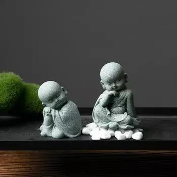 Тонкая работа в китайском стиле без заусенцев, маленький монах дзен, изысканная декоративная скульптура, модель для гостиной C
