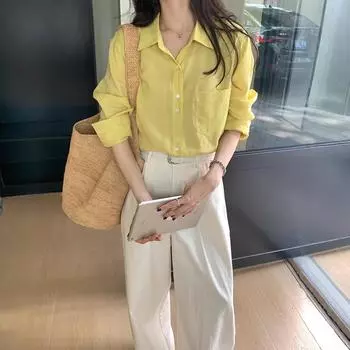 Тонкая рубашка Tencel Sunscreen с длинным рукавом для женщин S жёлтый