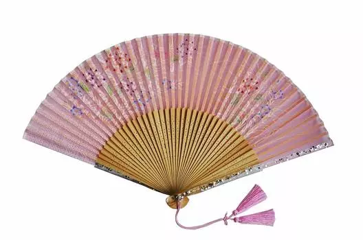 тонкая шелковая гортензия розового цвета Kyoto Fan Женский веер, узор, Япония, розовый