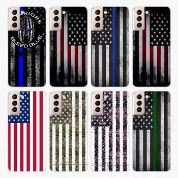 Тонкая синяя линия американского флага для Samsung Galaxy S22 Pro S21 S20 FE Ultra S10 S10E Lite S9 S8 Plus S7 S6 Edge, мягкий чехол для телефона Samsung S6