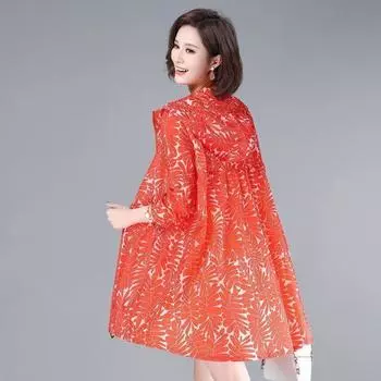 Тонкая солнцезащитная одежда женская куртка ветровка средней длины 4XL с капюшоном летний кардиган женский пальто XXXXL синий