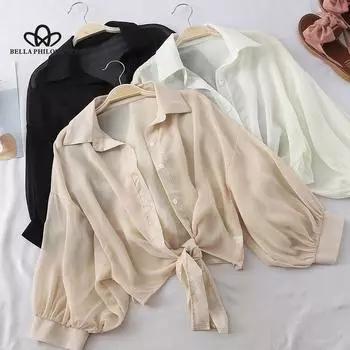 Тонкая солнцезащитная рубашка, женский летний свободный кардиган с рукавами «летучая мышь», короткая шифоновая рубашка с кондиционером, шаль, женские повседневные свободные топы One Size серый