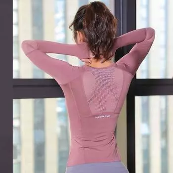 Тонкая спортивная йога с длинным рукавом S чёрный