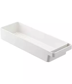 Тонкая стеклянная кружка Yamazaki Jitsugyo с подставкой для хранения столовых приборов D33 x Tower, штабелируемая 4708 и ручка, белая, прибл.. Ш10,5 В5,3 см