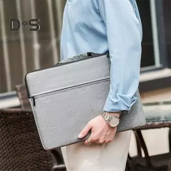 Тонкая сумка для ноутбука с ручкой, застежкой-молнией, ударопрочная, вместительная, двухслойная, держатель для хранения ноутбука 14Inch серый