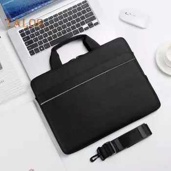 Тонкая сумка для ноутбука с ручкой, застежкой-молнией, ударопрочная, вместительная, двухслойная, держатель для хранения ноутбука 14Inch чёрный