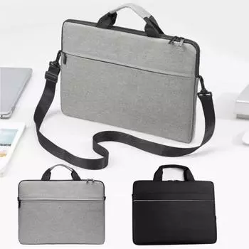 Тонкая сумка для ноутбука с ручкой, застежкой-молнией, ударопрочная, вместительная, двухслойная, держатель для хранения ноутбука 14Inch серый