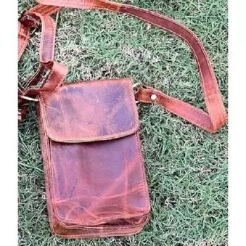 Тонкая сумка для телефона из кожи буйвола, дорожная сумка, кожаная сумка-слинг, сумка через плечо, боковая сумка, чехол для телефона phone bag светло-коричневого