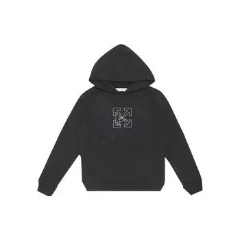 Тонкая толстовка с капюшоном Off-White Workers Logo, черные/белые мужские топы OMBB034E20FLE0031001 L