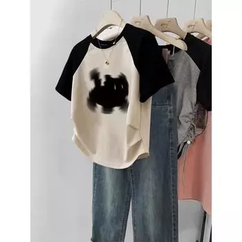 Тонкая женская футболка с рукавами реглан в коротком стиле Best Friend Wear Instagram M