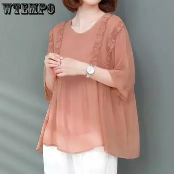 Тонкие блузки, женские топы, однотонные корейские модные свободные Blusas Feminina, весенне-летние милые короткие рубашки M