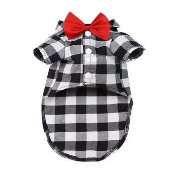 Тонкие футболки с бабочкой для собак, дышащая рубашка для собак, костюм, модная клетчатая футболка для собак, свадьба 3XL чёрный