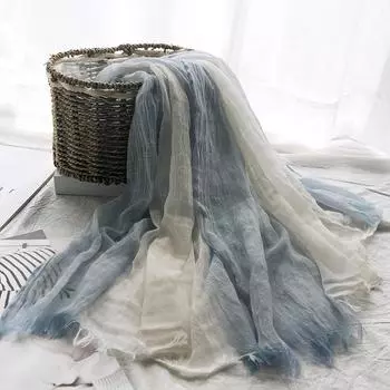 Тонкие иностранные шарфы и шали Новые хлопковые и льняные шарфы Женские однотонные солнцезащитные салфетки Мусульманские марлевые платки 190-80cm