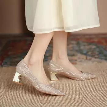 Тонкие каблуки и потрясающие женские босоножки, летние элитные остроконечные прозрачные высокие каблуки 38 золотой