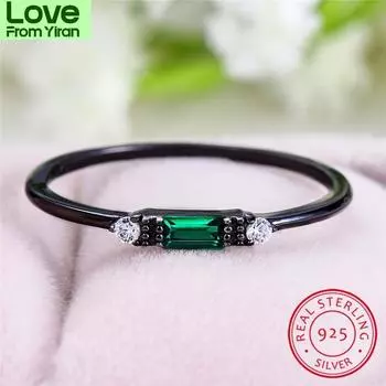 Тонкие кольца из стерлингового серебра 925 пробы для женщин, минималистское обручальное кольцо, небольшой прямоугольный циркон, обещание, обручальное кольцо, ювелирные изделия 9