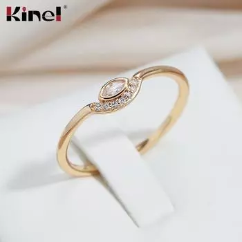 Тонкие кольца Kinel для женщин, модные ювелирные изделия с кубическим цирконом, легко сочетающиеся 6