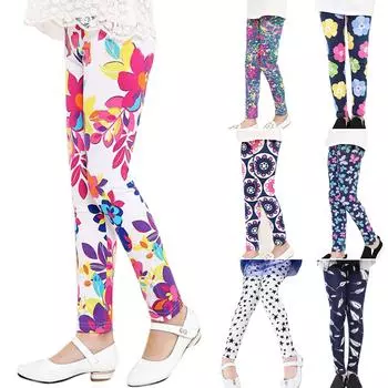 Тонкие леггинсы с принтом для девочек, детские повседневные длинные брюки, детские универсальные брюки на открытом воздухе 100