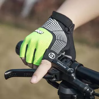 Тонкие летние нескользящие мужские перчатки для верховой езды с полупальцами, дышащие, амортизирующие, спортивные перчатки для велосипеда, перчатки для электромотоцикла S зелёный