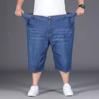 Тонкие модные джинсовые шорты. Мужские свободные прямые джинсовые шорты больших размеров с пятью точками в мужских брюках. 28