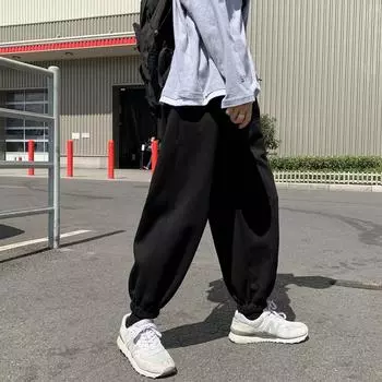 Тонкие мужские эластичные широкие повседневные брюки мужские свободные укороченные спортивные мужские брюки на шнуровке S белый