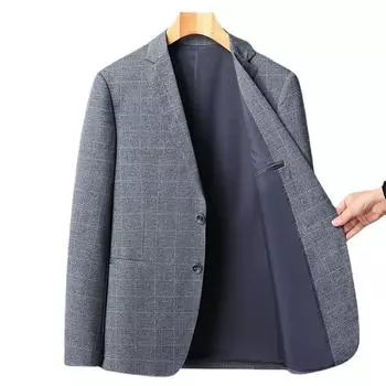 Тонкие мужские костюмы на весну и осень, не требуют глажки, облегающие, клетчатые костюмы для молодежи и среднего возраста, повседневные M