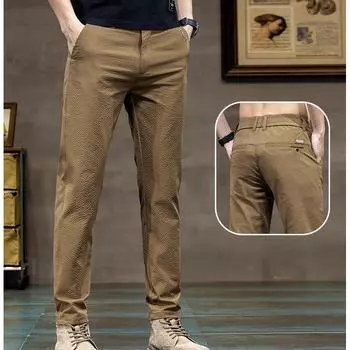 Тонкие мужские повседневные брюки, летние мягкие эластичные брюки с пузырьковым узором, модные дышащие брюки с эластичной резинкой на талии, мужские 28 чёрный