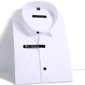 Тонкие мужские рубашки из эластичного бамбукового волокна с короткими рукавами и негладкими лацканами S