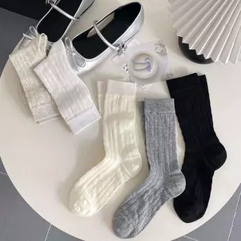 Тонкие носки-трубы для женщин, летние носки в полоску, балетные носки, модные короткие носки с бантом для женщин белый