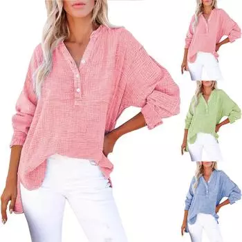 Тонкие однотонные плиссированные новые свободные женские топы в повседневном стиле L небесно-голубой