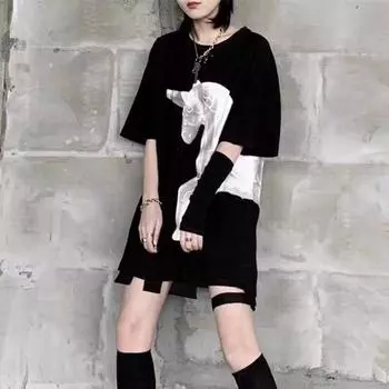 Тонкие перчатки для отдыха в стиле аниме, косплей, темные рукавицы ниндзя, нарукавники, женские модные солнцезащитные манжеты, лолита, без пальцев, теплые рукава One Size чёрный