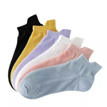 Тонкие полые дышащие носки-лодочки для девочек, хлопковые женские носки, носки неглубокого кроя, короткие носки, летние украшения розовый