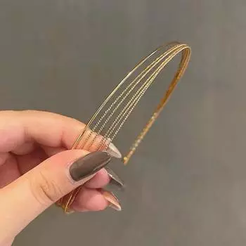 Тонкие повязки на голову для женщин, многослойные обручи для волос из сплава, двухкорневые металлические резинки для волос, аксессуары для волос, гладкие обручи для волос золотой