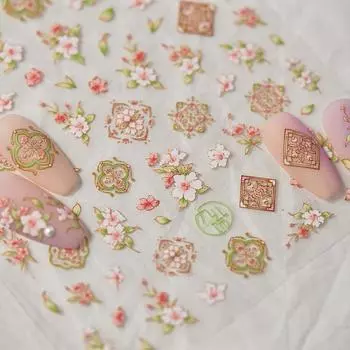 Тонкие прочные наклейки для ногтей Flower-De-Luce Peach Blossom. Изготовление своими руками креативных декоративных наклеек. to3822