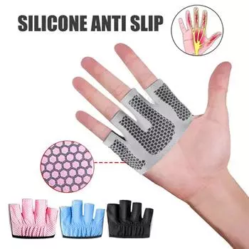 Тонкие противоскользящие перчатки для йоги, четыре пальца, тренажерный зал, фитнес, пилатес, перчатки с половиной пальца, перчатки унисекс для тренировок, бодибилдинг, защита рук L Black