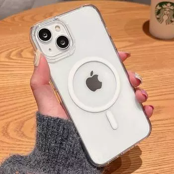 Тонкие прозрачные акриловые магнитные задние чехлы высокой четкости для iPhone 15 14 13 12 Pro Max Plus с мягкой рамкой, чехлы для телефонов Magsafe iPhone 15 Pro Max