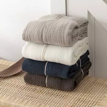 Тонкие японские хлопковые одеяла, летнее полотенце, одеяло для двуспальной кровати размера Queen King, покрывало для кровати, дивана, покрывало для спальни, белое 140x200cm розовый