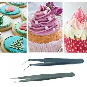 Тонкие щипчики из нержавеющей стали для украшения торта сахарными бусинами ESD-15 (bent tip)